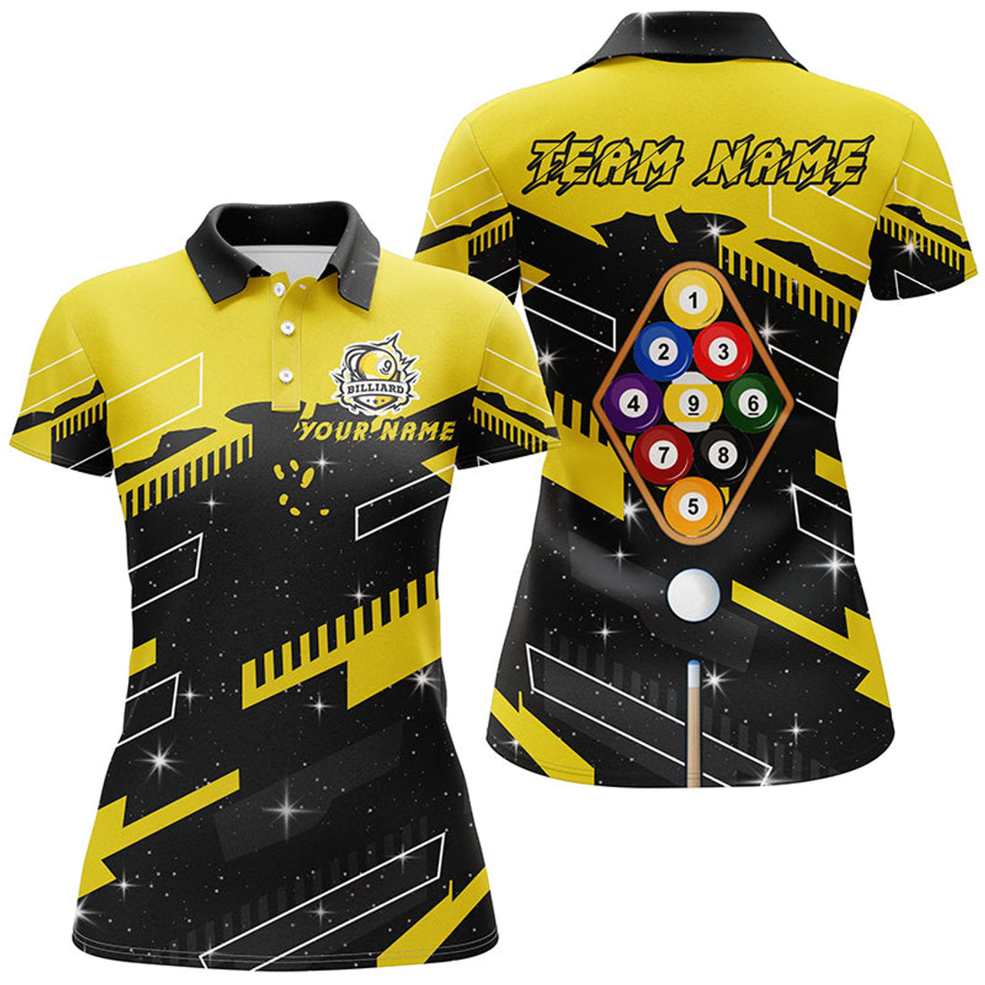 Custom Personalized 9 Ball Pool Jerseys Billiard Polo Shirts For Women Custom 9 Ball Team Shirts