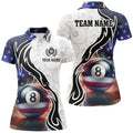 Custom 3D 8 Ball Pool Lightning US Flag Personalized Billiard Shirts For Women, Patriotic Shirts For Pooler
