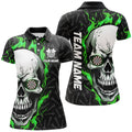 Custom Personalized 3D Green Skull Flame Dart Polo Shirts Custom Dart Shirts For Women Dart Jerseys