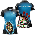 Custom Personalized Dartboard In Splashing Water Blue Women Darts Polo Shirts Custom Funny Darts Shirts