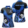 Custom Personalized 3D Blue Jerseys Billiard 8 Ball Women Polo Shirts Custom Team League Billiard Shirts