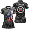 Custom Personalized Christmas USA Flag Archery Women Polo Shirts Custom Merry Christmas Shirts For Archer