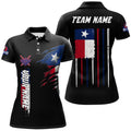 Customized Vintage Billiard Texas Flag Polo Shirts For Women Custom Patriotic Gifts For Pool Lover