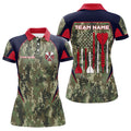 Custom Personalized US Flag Camouflage Dart Polo Shirts For Women Dart Jerseys Custom Dart Team Shirts