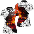 Custom Personalized Crack Billiard Balls Fire 3D Women Polo Shirts, Billiard Apparel Clothing