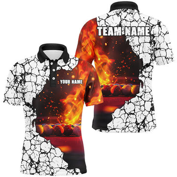 Custom Billiard Crack Balls Fire Customized Name, Team Name 3D Polo Shirt For Men, Billiards Shirt