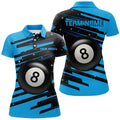 Custom Blue 8 Ball Pool Billiard Jerseys Polo Shirts For Women Custom Team League Billiard Shirts