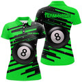 Custom Green 8 Ball Pool Billiard Jerseys Polo Shirts For Women Custom Team League Billiard Shirts