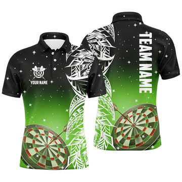 Personalized 3D Dart Board Green Version Men Polo Shirts Custom Dart League Shirts Dart Jerseys