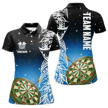 Custom Personalized 3D Dart Board Blue Version Women Polo Shirts Custom Dart League Shirts Dart Jerseys