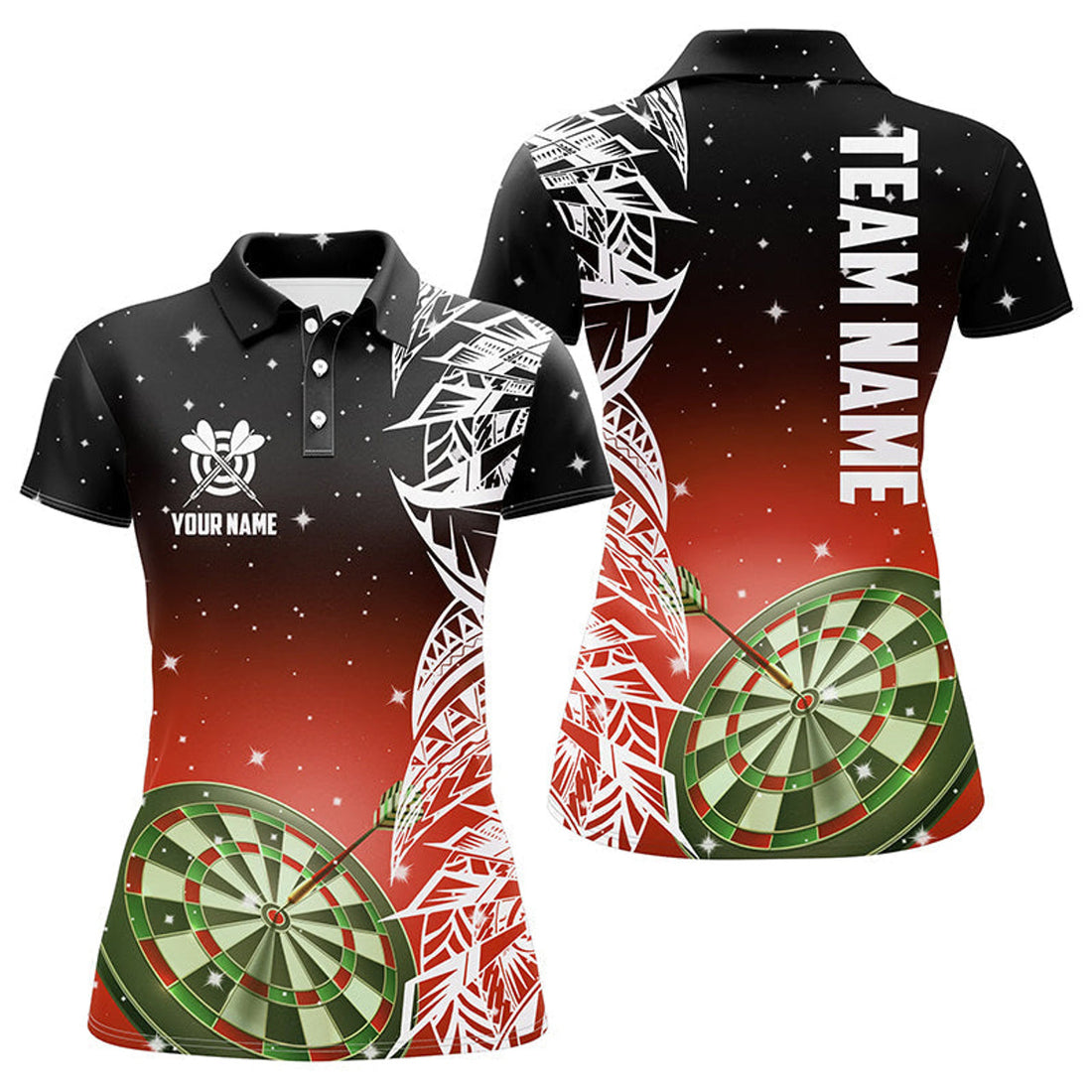 Custom Personalized 3D Dart Board Red Version Women Polo Shirts Custom Dart League Shirts Dart Jerseys