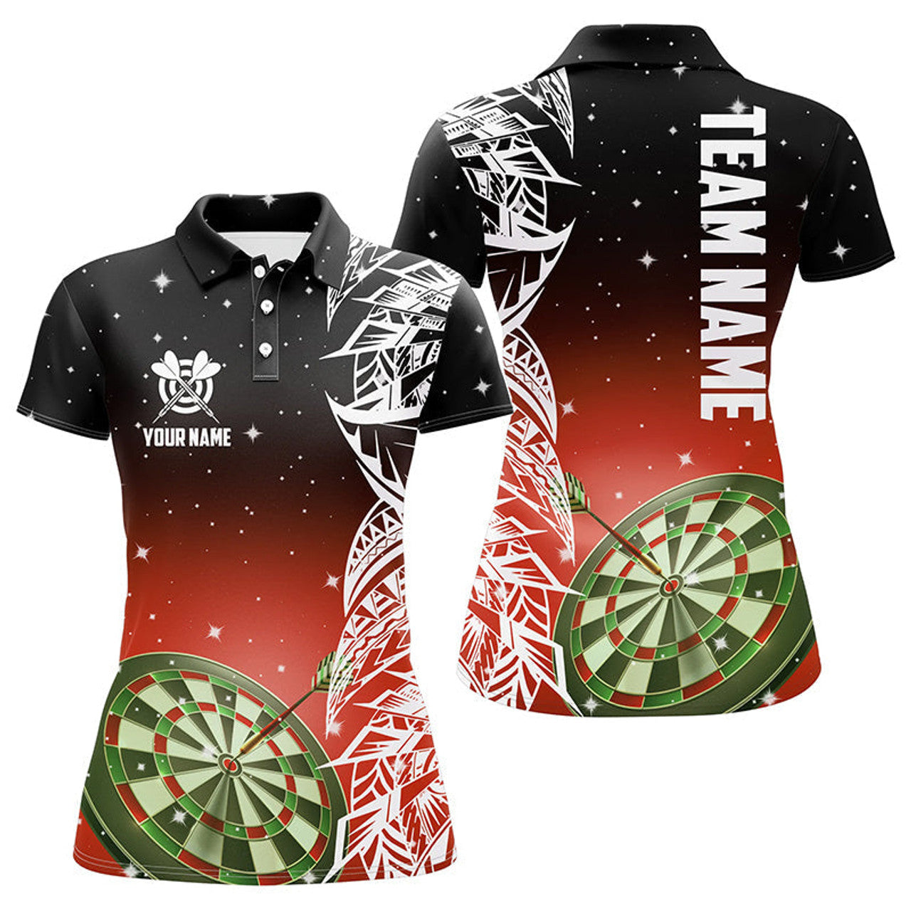 Custom Personalized 3D Dart Board Red Version Women Polo Shirts Custom Dart League Shirts Dart Jerseys