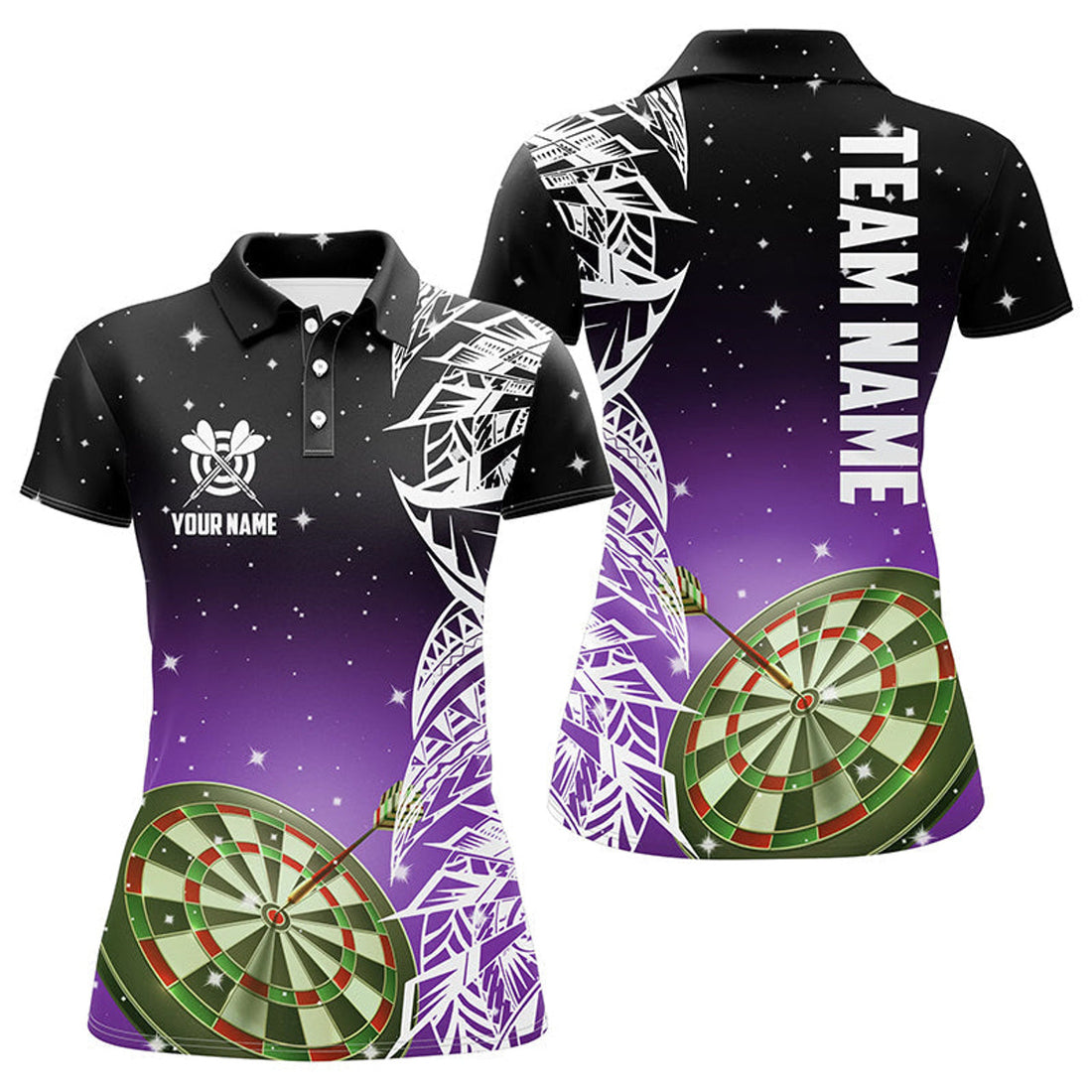 Custom Personalized 3D Dart Board Purple Version Women Polo Shirts Custom Dart League Shirts Dart Jerseys