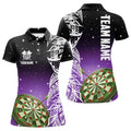 Custom Personalized 3D Dart Board Purple Version Women Polo Shirts Custom Dart League Shirts Dart Jerseys
