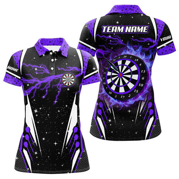 Custom Personalized Thunder Lightning Purple Dart Jersey Women Polo Shirts Custom Team League Dart Shirts