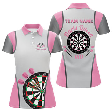 Custom Personalized Pink Darts Queen 180 Women Darts Polo Shirts Best Custom Mother's Day Darts Gifts
