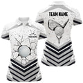 Custom Funny Crack Golf Ball Custom White Grunge Womens Golf Polo Shirts Best Team Golf Shirts For Golfer