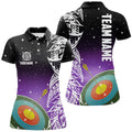 Custom Personalized 3D Target Archery Purple Galaxy Pattern Women Polo Shirts, Team League Archery Jerseys