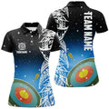 Custom Personalized 3D Target Archery Blue Galaxy Pattern Women Polo Shirts, Team League Archery Jerseys
