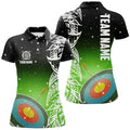 Custom Personalized 3D Target Archery Green Galaxy Pattern Women Polo Shirts, Team League Archery Jerseys