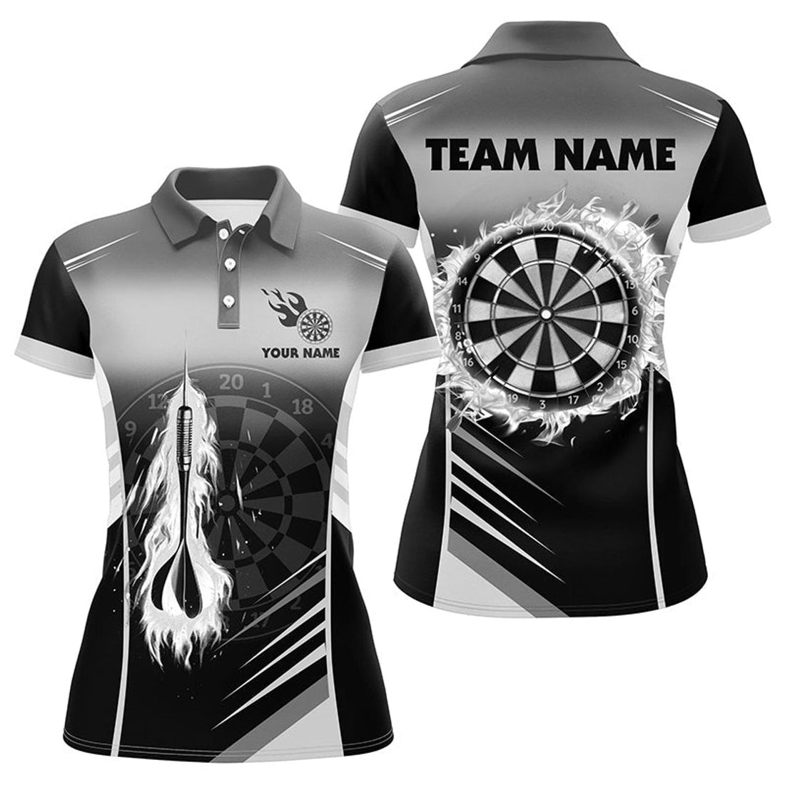 Custom Personalized Darts Fire Arrow Women Dart Polo Shirts Custom Flame Dart Shirt Darts Jersey | White