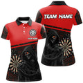 Custom Personalized Death Skeleton Custom Red Darts Polo Shirts For Women, Cool Darts Jerseys