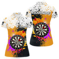 Custom Personalized Black Yellow 3D Dart Board Grunge Style Women Polo Shirts Custom Dart Attire Jerseys