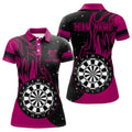 Custom Personalized Pink Darts Fire Polo Shirts Best Custom Darts Shirts For Women Darts Team Jerseys