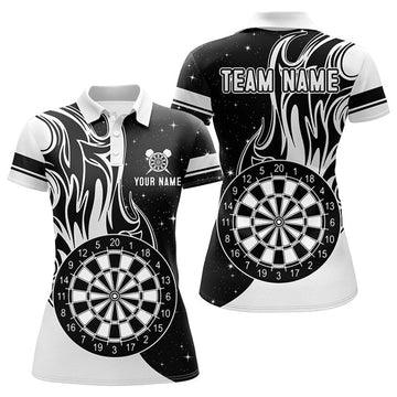 Custom Personalized White Darts Fire Polo Shirts Best Custom Darts Shirts For Women Darts Team Jerseys