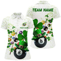 Custom 3D Billiard Balls Luckiest Shamrock Women Billiard Polo Shirts Custom St Patrick Day Billiard Shirts