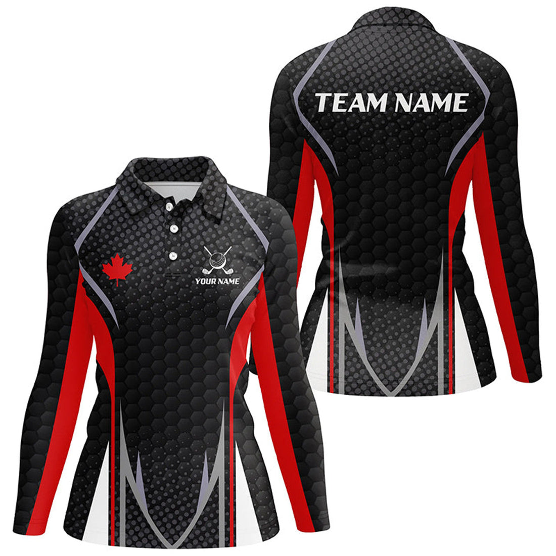 Custom Womens Golf Polo Shirts Canada Flag Custom Golf Shirts For Women, Patriotic Canadian Flag Golf Tops