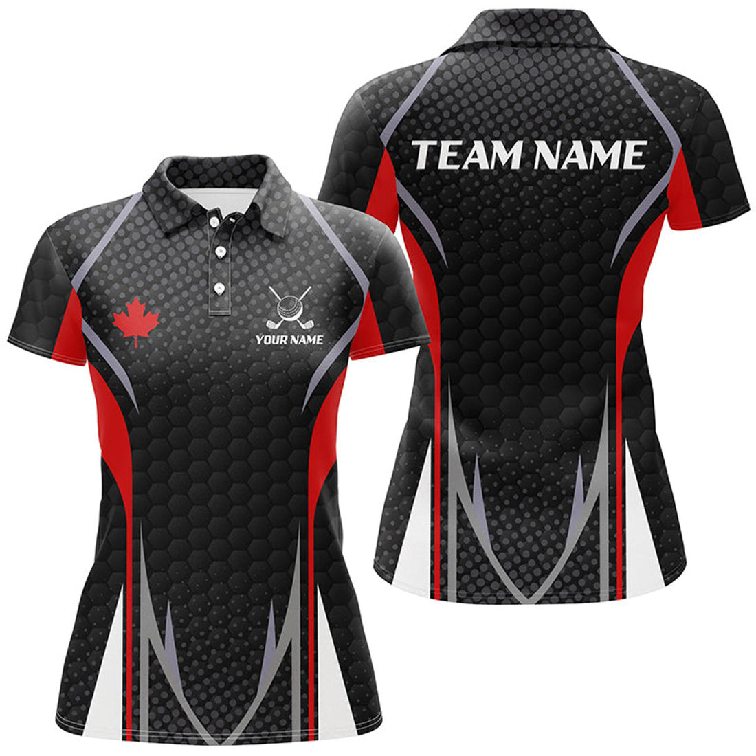 Custom Womens Golf Polo Shirts Canada Flag Custom Golf Shirts For Women, Patriotic Canadian Flag Golf Tops