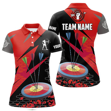 Custom Personalized Archery Arrows Polo 3d Shirts For Women Custom Hunting Bow Archery Jerseys Shirts |Red