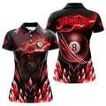 Custom Personalized Red Icy Lightning 8 Ball Pool Women Polo Shirts Custom Billiard Team League Jersey