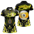 Custom Personalized Yellow Icy Lightning 9 Ball Pool Women Polo Shirts Custom Billiard Team League Jersey
