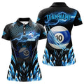 Custom Personalized Blue Icy Lightning 10 Ball Pool Women Polo Shirts Custom Billiard Team League Jersey