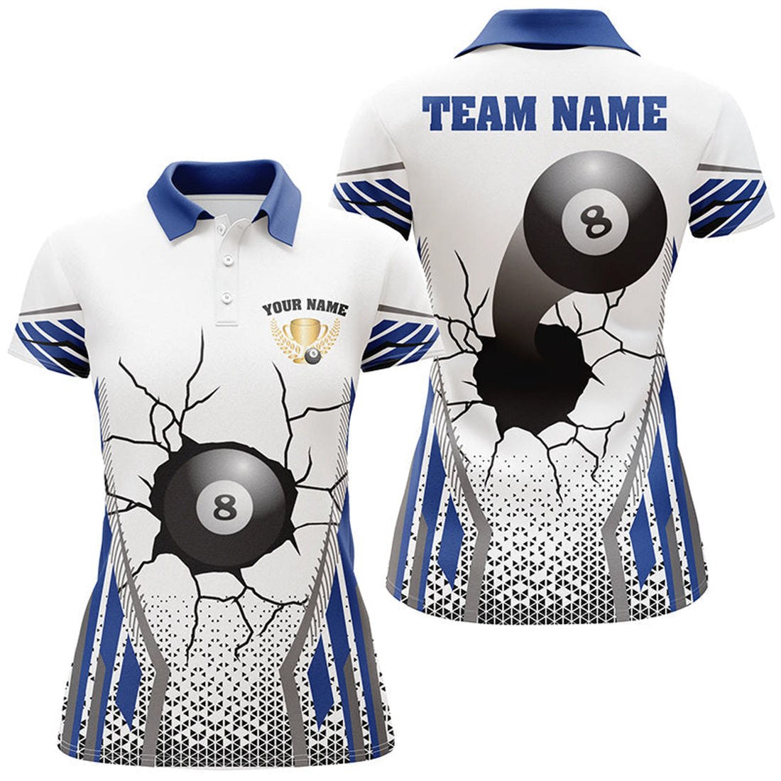 Custom Personalized 8 Ball Broke Wall Billiard Polo Shirts For Women, Custom Funny Billiards Shirts
