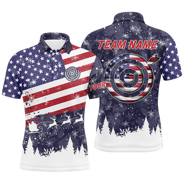 FUNSTUFFPRINT Funny Christmas US Archery Target Custom Polo Shirts For Men Best Archery Christmas Shirts Ever Polo Shirt Size S-5XL
