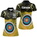 Custom Archery 3d Target Thunder Lightning Polo Shirts For Women, Best Archery Team Shirts |Yellow