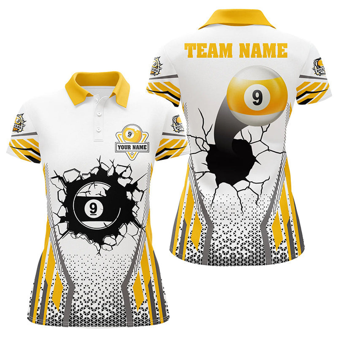 Custom Personalized Funny 9 Ball Pool Women Billiard Polo Shirts Custom 9 Ball Billiard Jerseys Attire