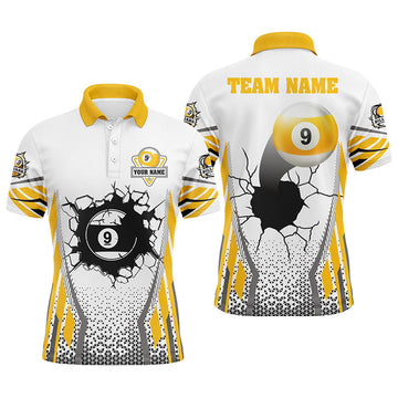 FUNSTUFFPRINT Personalized Funny 9 Ball Pool Men Billiard Polo Shirts Custom 9 Ball Billiard Polo Shirt Size S-5XL