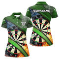 Custom Personalized Green 3D Dartboard Fire And Water Women Darts Polo Shirts Custom Darts Team Jerseys