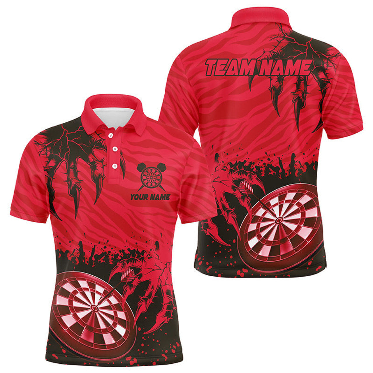 Custom Funny Claw Dartboard Red 3D Printed Men Darts Polo Shirts Customized Team League Darts Shirts