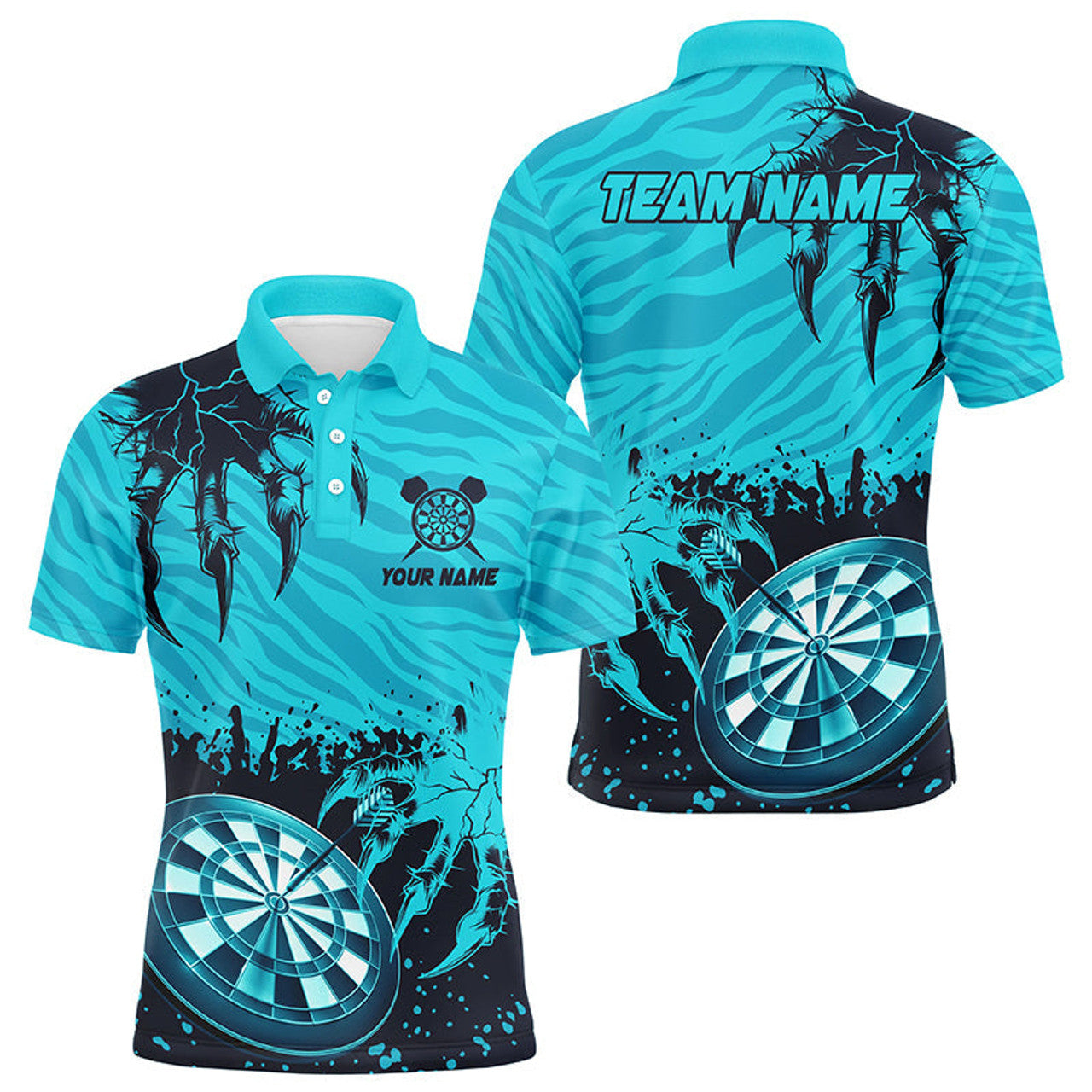 FUNSTUFFPRINT Funny Claw Dartboard Turquoise 3D Printed Men Darts Polo Shirt Size S-5XL