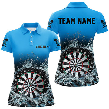 Custom Personalized Blue Darts Board In Water 3D Printed Women Darts Polo Shirts Custom Darts Jersey Attire