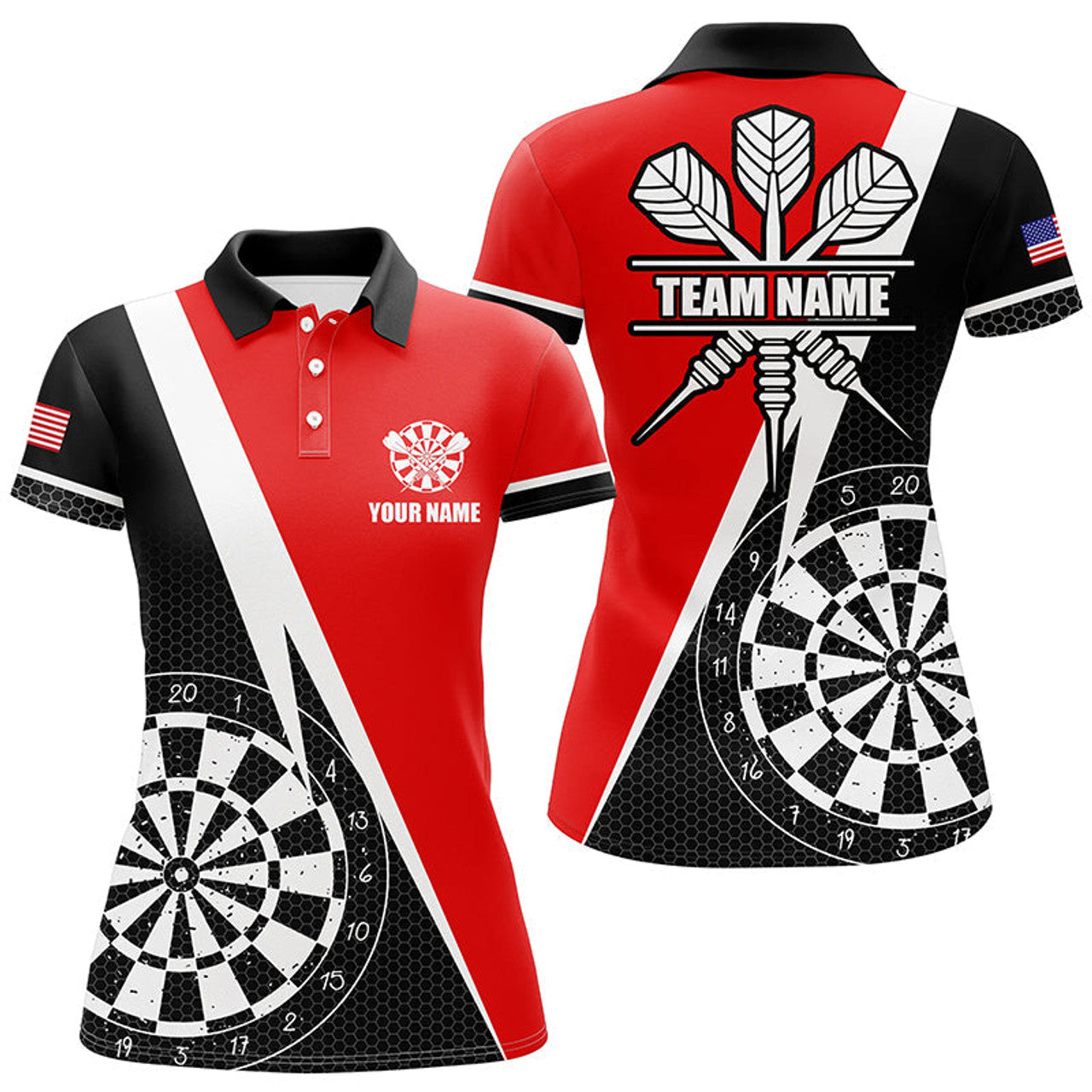 Custom Personalized Retro Darts Board Women Darts Polo Shirts Custom Darts Team Jersey Uniform |Red