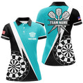 Custom Personalized Retro Darts Board Women Darts Polo Shirts Custom Darts Team Jersey Uniform |Turquoise