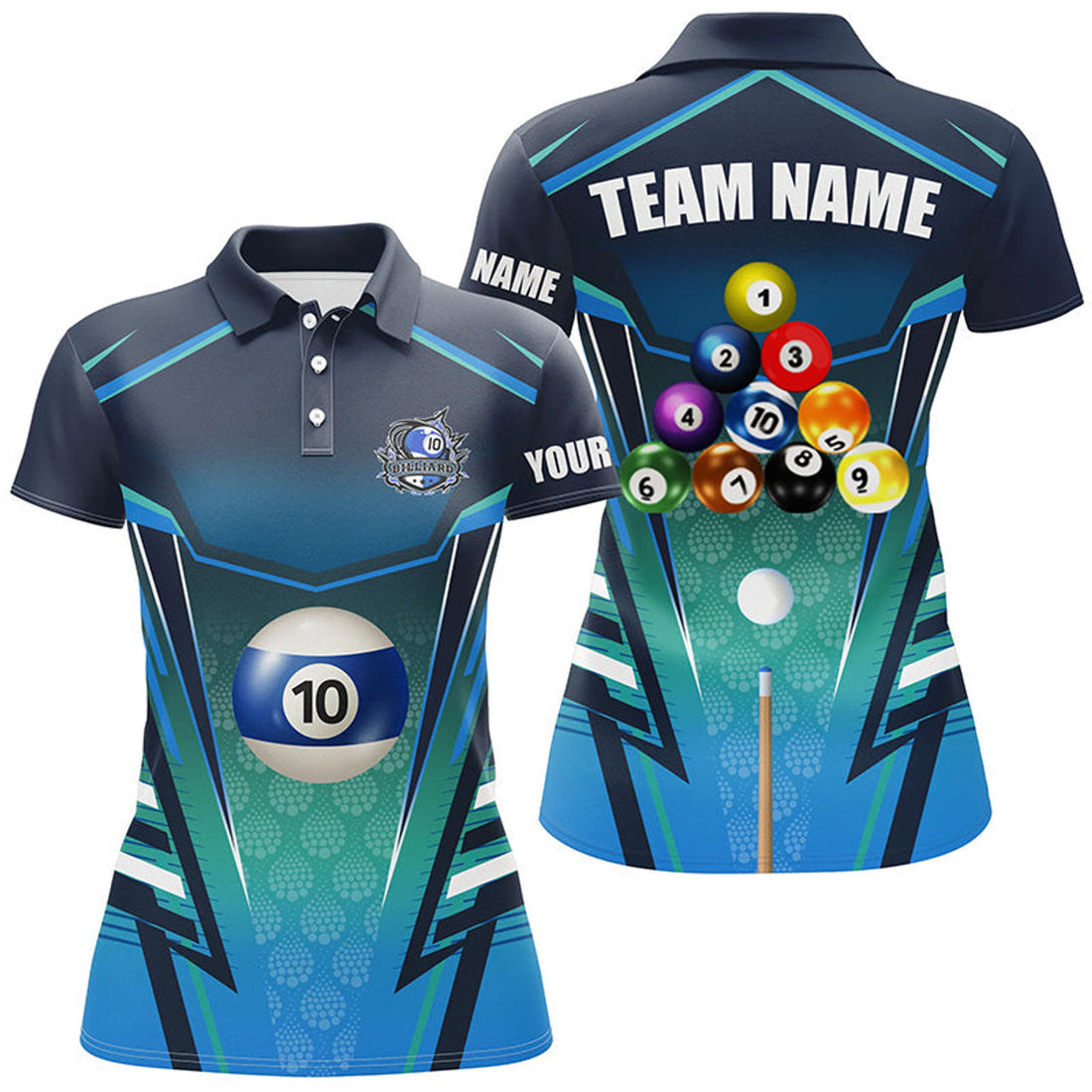Custom 10 Ball Pool Billiard Jerseys Custom Polo Shirts For Women Best Uniform Billiard Team Shirts