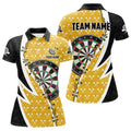 Custom Personalized Darts Board Black Yellow Darts Polo Shirts For Women Custom Darts Team Jerseys Attire