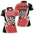 Custom Personalized Darts Board Black Red Darts Polo Shirts For Women Custom Darts Team Jerseys Attire